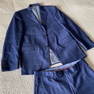 Tommy Hilfiger Navy Blue Windowpane Suit